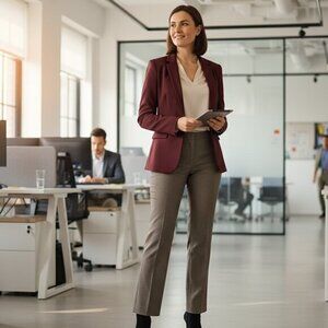 NWT Coldwater Creek Natural Fit Checkered Plaid Brown Pants 10